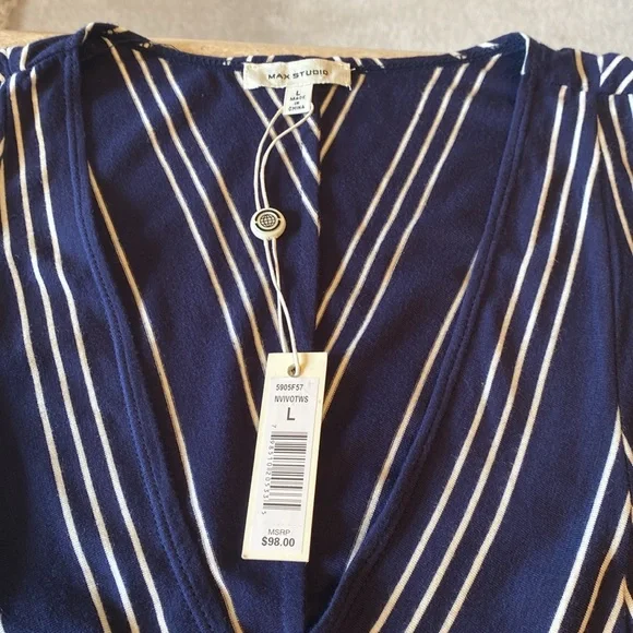 NWT Max Studio Navy/White Sleeveless Dress, See measurements and photos below. - Picture 5 of 8